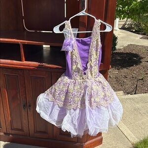 Charming Purple and Gold Kids Dance Costume